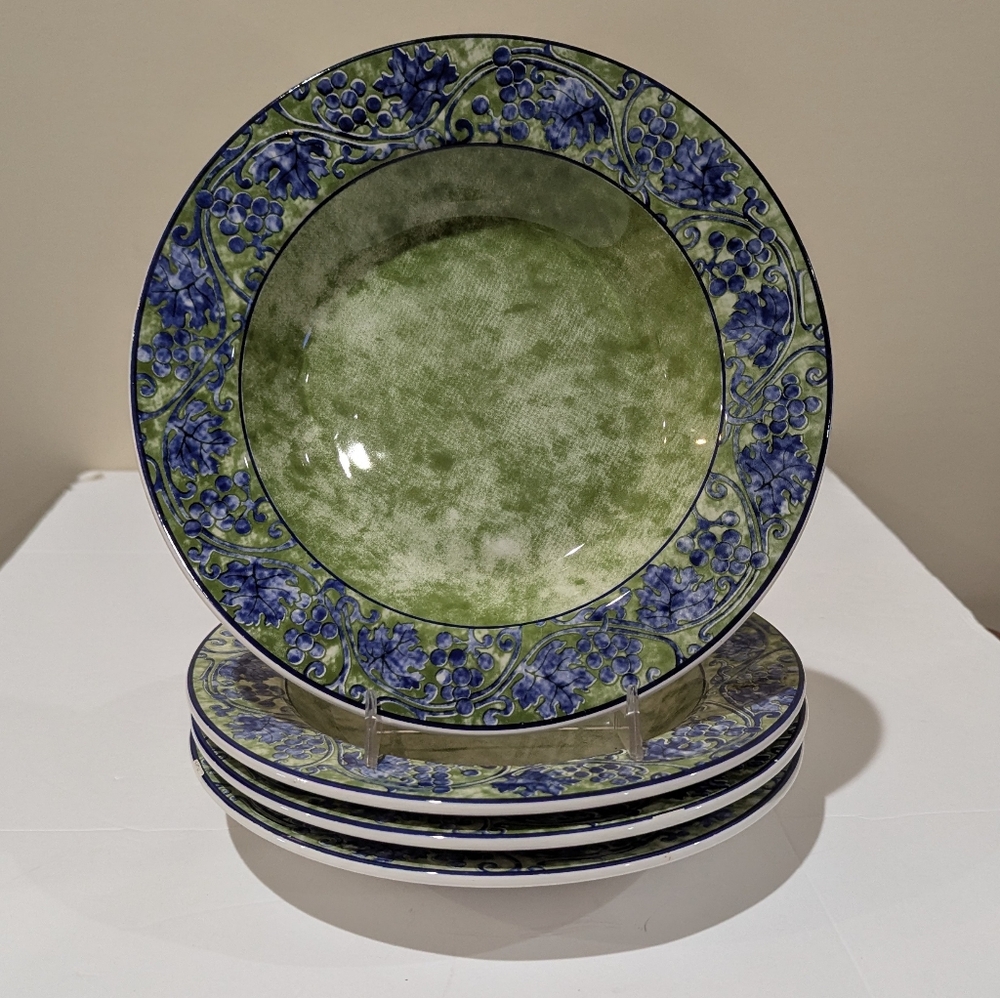 NEW Quadrifoglio Elegant Green and Blue Bowl 4 PC Set